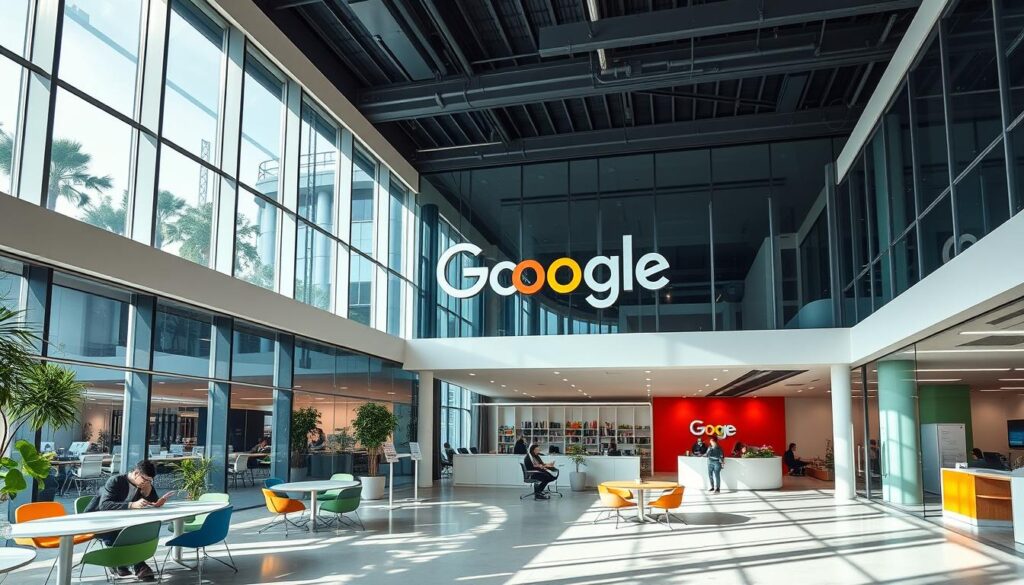 Google's Bangalore office campus showing modern architecture and collaborative workspaces Google's Bangalore office campus showing modern architecture and collaborative workspaces