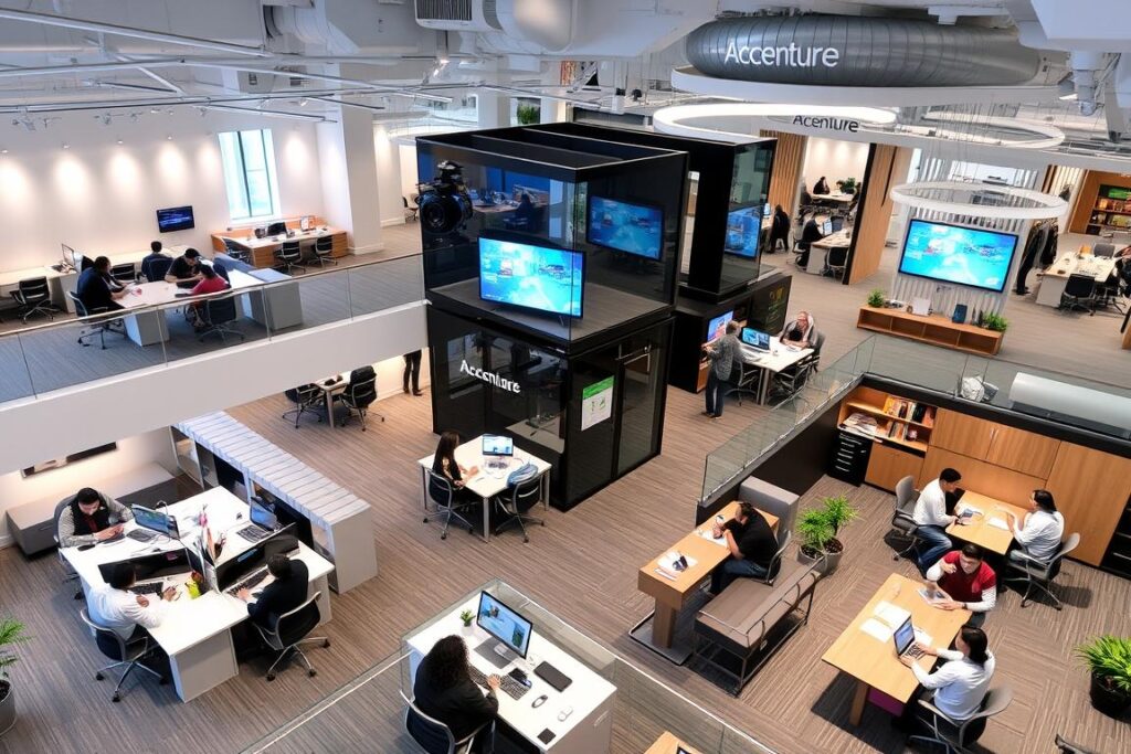 Accenture India office with collaborative spaces promoting work-life balance